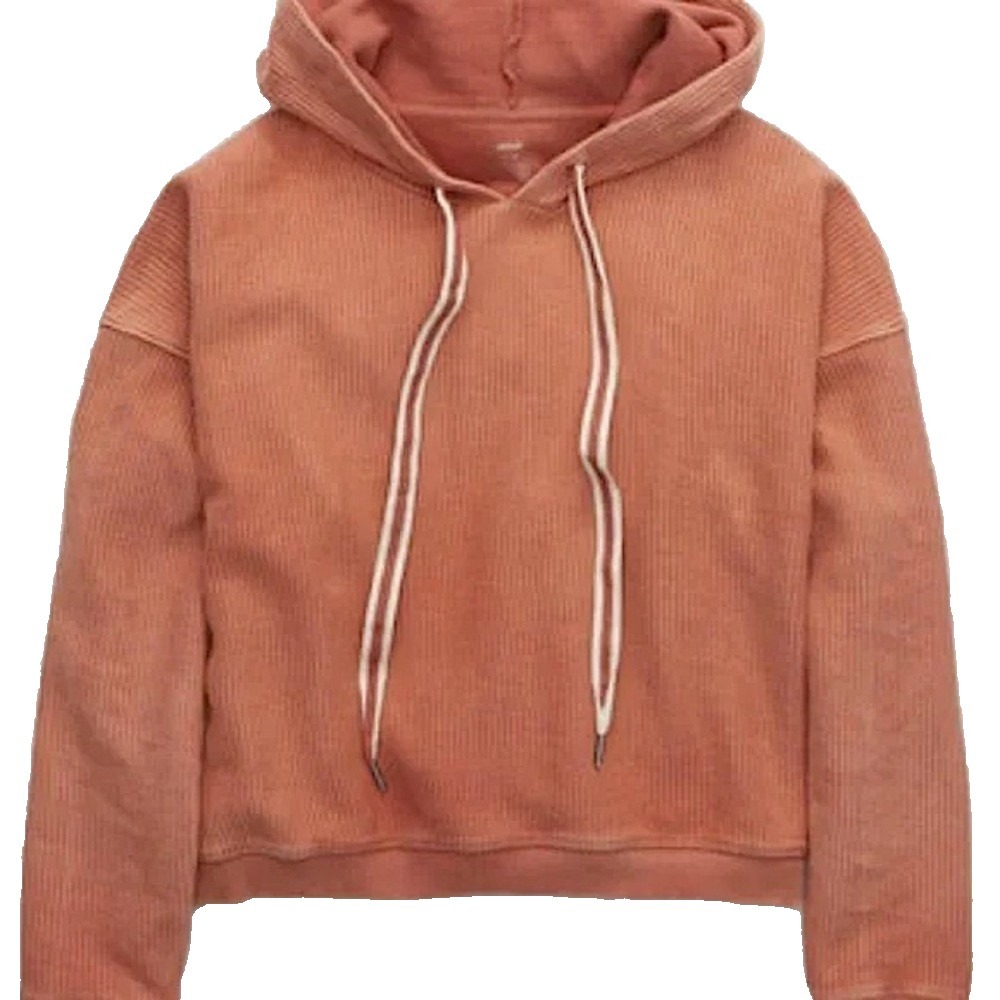 Aerie New Love Corded Cropped Hoodie XXL Orange Athleisure Loungewear Minimalist